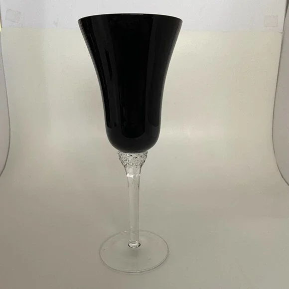 Circleware Crystal | Dining | Circleware Crystal Glass Black Diamond Stem  Tulip Shape Water Goblet Dced Rare | Poshmark